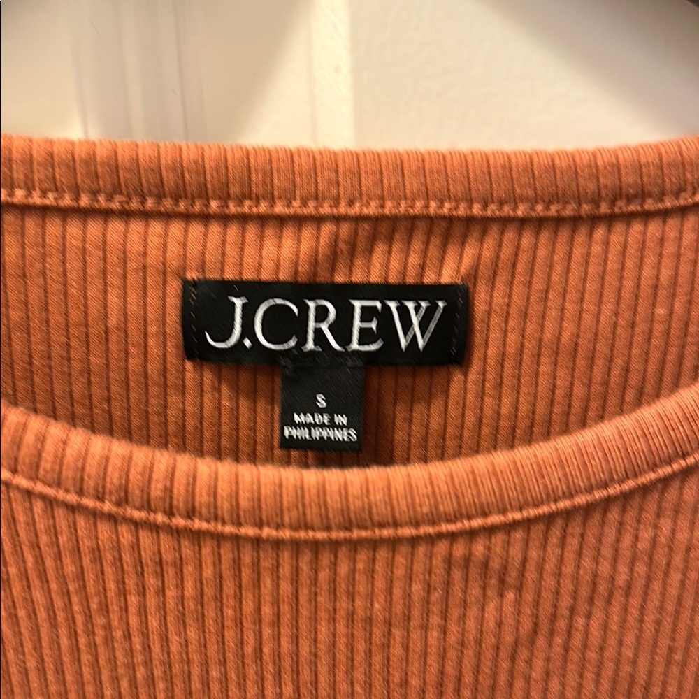 J.Crew Ruffle-Sleeve Ribbed Tank - Rust Orange - Picture 3 of 3